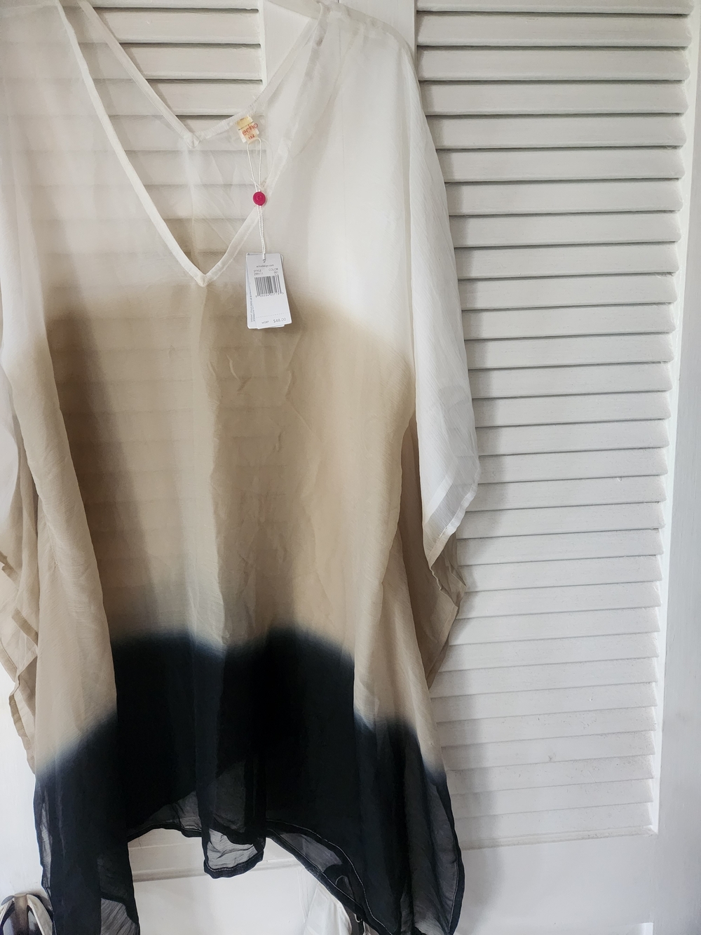 Echo Ombre V-Neck Chiffon Tunic in Cream and Black